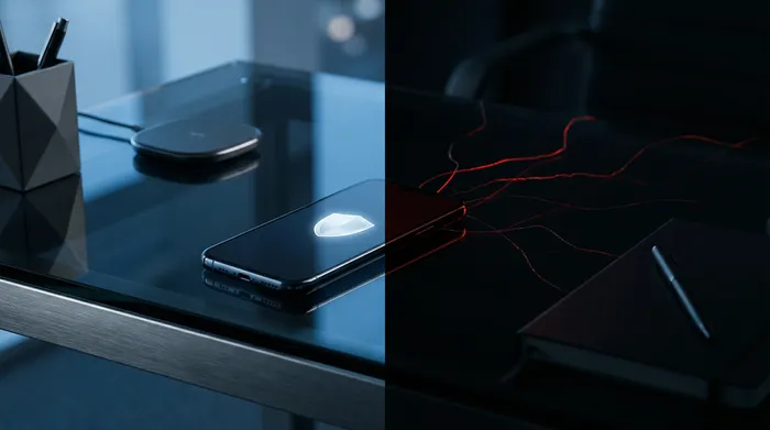 Gros plan sur le visage d'une personne en train d'être scanné par un système de reconnaissance faciale numérique sur un smartphone.